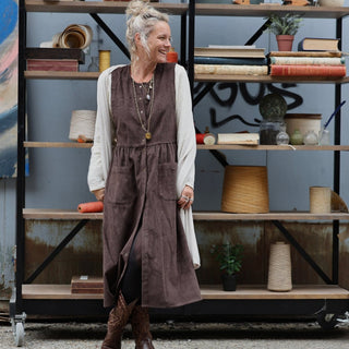 Robe Pauline — Velours côtelé chocolat