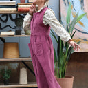 Robe Pauline — Velours côtelé framboise - Quintessence