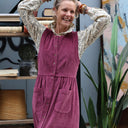 Robe Pauline — Velours côtelé framboise - Quintessence