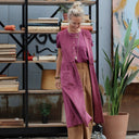 Robe Pauline — Velours côtelé framboise - Quintessence