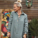 Robe Pensée - Double gaze de coton vert cactus - Quintessence