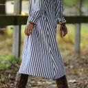 Robe Pensée - Rayures bleues argentées - Quintessence