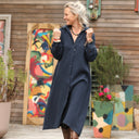 Robe Pensée - Triple gaze de coton marine - Quintessence