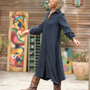 Robe Pensée - Triple gaze de coton marine - Quintessence