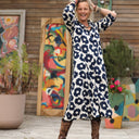 Robe Pensée - Viscose fleurs marine - Quintessence