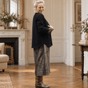 Robe Perrine — Viscose et coton Gravure botanique noir doré - Quintessence