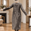 Robe Perrine — Viscose et coton Gravure botanique noir doré - Quintessence