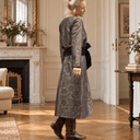 Robe Perrine — Viscose et coton Gravure botanique noir doré - Quintessence