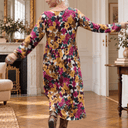 Robe Perrine — Viscose imprimée Brume de grenat - Quintessence