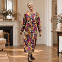 Robe Perrine — Viscose imprimée Brume de grenat - Quintessence