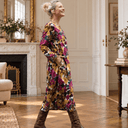 Robe Perrine — Viscose imprimée Brume de grenat - Quintessence