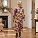Robe Perrine — Viscose imprimée Brume de grenat - Quintessence