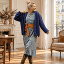 Robe Perrine — Viscose imprimée Esquisse azur - Quintessence