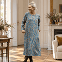 Robe Perrine — Viscose imprimée Esquisse azur - Quintessence