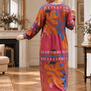 Robe Perrine — Viscose imprimée Graphique fauve - Quintessence