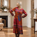Robe Perrine — Viscose imprimée Graphique fauve - Quintessence