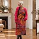 Robe Perrine — Viscose imprimée Graphique fauve - Quintessence