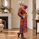Robe Perrine — Viscose imprimée Graphique fauve - Quintessence