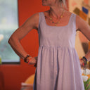 Robe Solène - coton brodé parme - Quintessence