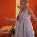 Robe Solène - coton brodé parme - Quintessence