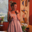 Robe Solène - coton rayé framboise - Quintessence