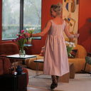 Robe Solène - coton rayé framboise - Quintessence