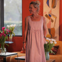 Robe Solène - coton rayé framboise - Quintessence