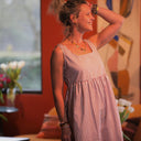 Robe Solène - coton rayé framboise - Quintessence