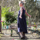 Robe Solène - double gaze de coton bleu nuit plumetis dorés - Quintessence