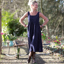 Robe Solène - double gaze de coton bleu nuit plumetis dorés - Quintessence