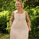 Robe Sybille — Double gaze fleurettes grenat - Quintessence