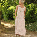 Robe Sybille — Double gaze fleurettes grenat - Quintessence
