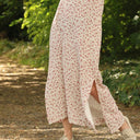 Robe Sybille — Double gaze fleurettes grenat - Quintessence