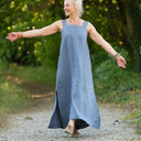 Robe Sybille — Lin lavé bleu jean - Quintessence