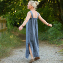 Robe Sybille — Lin lavé bleu jean - Quintessence