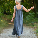 Robe Sybille — Lin lavé bleu jean - Quintessence