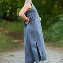 Robe Sybille — Lin lavé bleu jean - Quintessence
