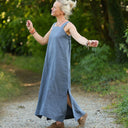Robe Sybille — Lin lavé bleu jean - Quintessence