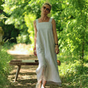 Robe Sybille — Rayures seersucker rayé kaki - Quintessence