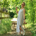 Robe Sybille — Rayures seersucker rayé kaki - Quintessence