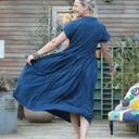 Robe Sylvette - sergé de vicose bleu indigo - Quintessence