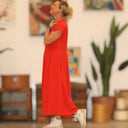 Robe Sylvette - vicose/lin orange crépuscule - Quintessence