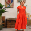 Robe Sylvette - vicose/lin orange crépuscule - Quintessence