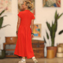 Robe Sylvette - vicose/lin orange crépuscule - Quintessence