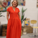 Robe Sylvette - vicose/lin orange crépuscule - Quintessence