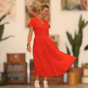 Robe Sylvette - vicose/lin orange crépuscule - Quintessence