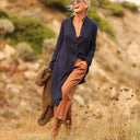 Robe Yuna - Double gaze de coton bleu nuit - Quintessence