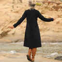 Robe Yuna - velours milleraies bleu marine - Quintessence