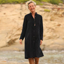 Robe Yuna - velours milleraies bleu marine - Quintessence