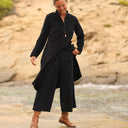 Robe Yuna - velours milleraies bleu marine - Quintessence